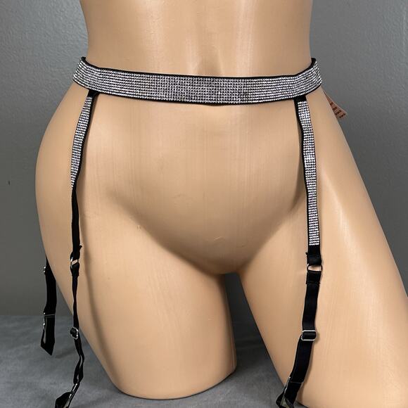 New Victoria's Secret Very Sexy Shine Strap Garter Belt Black Satin XS Small - Picture 5 of 7